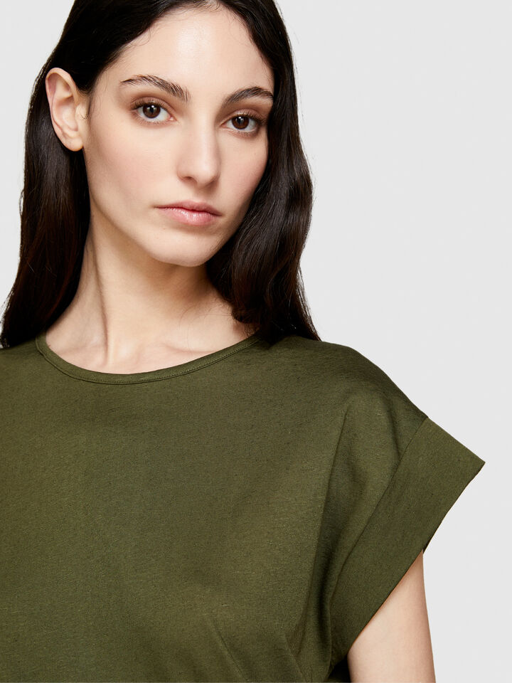 Slub t-shirt - women's short sleeve t-shirts - Military Green | Sisley image number 5